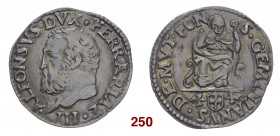 Modena Alfonso I d’Este, 1505-1534. II periodo: 1527-1534. Paolo o giulio, AR 3,01 g. ALFONSVS DVX FERRARIAE III Testa barbuta a s. Rv. S GEMINIANVS D...