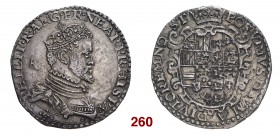 § Napoli Filippo II di Spagna, 1554-1598. I periodo: principe di Spagna, 1554-1556. Mezzo ducato, AR 13,66 g. PHILIP R ANG FR NEAP PR HISPA Busto coro...