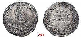 Napoli Filippo II di Spagna, 1554-1598. II periodo: re di Spagna e di Napoli, 1556-1598. Ducato, AR 29,61 g. PHILIPPVS REX ARAGON VTRI Busto drappeggi...