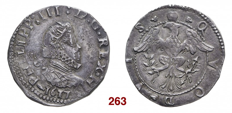 Napoli Filippo III di Spagna, 1598-1621. Mezzo scudo 1617, AR 16,54 g. PHILIPP I...