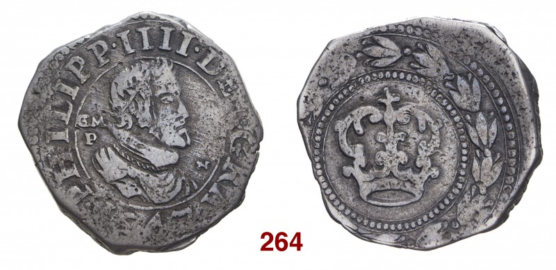 Napoli Filippo IV di Spagna, 1621-1665. Da 3 carlini 1647, AR 9,69 g. PHILIPP II...