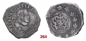 Napoli Filippo IV di Spagna, 1621-1665. Da 3 carlini 1647, AR 9,69 g. PHILIPP IIII DEI GRA Busto radiato a d. entro cerchio lineare; dietro, GM / P (G...