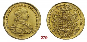 § Napoli Ferdinando IV di Borbone, 1759-1816. I periodo: 1759-1799. Da 6 ducati 1766, AV 8,80 g. FERDINAND IV D G SICILIAR ET HIER REX Busto giovanile...
