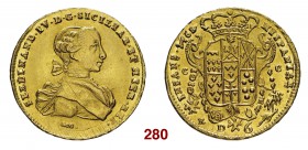 Napoli Ferdinando IV di Borbone, 1759-1816. I periodo: 1759-1799. Da 6 ducati 1768, AV 8,81 g. FERDINAND IV D G SICILIAR ET HIER REX Busto giovanile a...