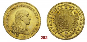 Napoli Ferdinando IV di Borbone, 1759-1816. I periodo: 1759-1799. Da 6 ducati 1785, AV 8,78 g. FERDINAN IV D G SICILIAR ET HIRE REX Busto adulto a d.;...