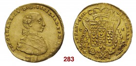 Napoli Ferdinando IV di Borbone, 1759-1816. I periodo: 1759-1799. Da 4 ducati 1767, AV 5,88 g. FERDINAND IV D G SICILIAR ET HIER REX Busto giovanile a...
