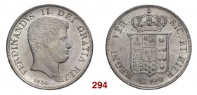 § Napoli Ferdinando II di Borbone, 1830-1859. Piastra da 120 grana 1834. Pagani 193a. Pannuti-Riccio 58. MIR 499/4. Migliore di Spl
