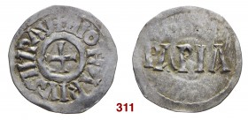 Pavia Lotario I imperatore, 840-855. Denaro, AR 1,26 g. + HIOTHARIVS IMP AV Croce patente. Rv. PAPIA nel campo. CNI 3. MEC 1, 822. MIR 815. Raro. q.Sp...