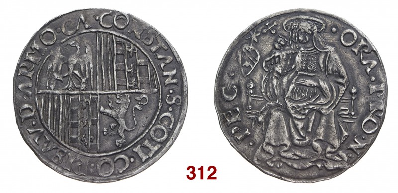 § Pesaro Costanzo Sforza, 1473-1483. Grosso, AR 2,23 g. CONSTAN S COTI CO PISAV ...