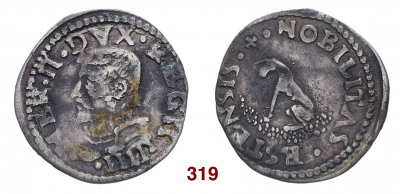 Reggio Emilia Ercole II d’Este, 1534-1559. Grossetto, AR 0,94 g. HER II DVX REGI...