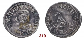 Reggio Emilia Ercole II d’Este, 1534-1559. Grossetto, AR 0,94 g. HER II DVX REGII IIII Busto corazzato a s. Rv. NOBILITAS ESTENSIS Unicorno seduto a s...
