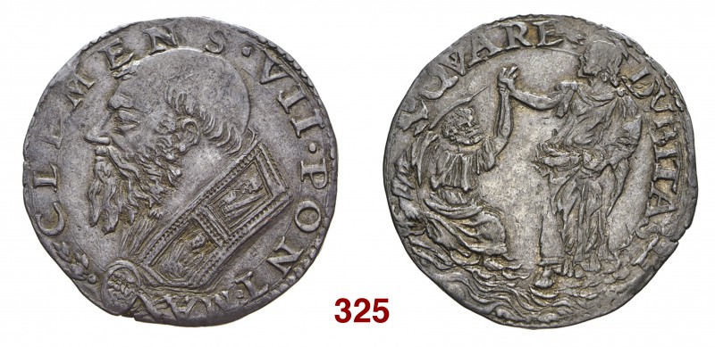 § Roma Clemente VII (Giulio de’Medici), 1523-1534. Doppio carlino, AR 5,36 g. tr...