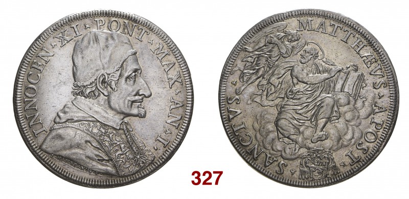 Roma Innocenzo XI (Benedetto Odescalchi), 1676-1689. Piastra anno I, AR 31,94 g....