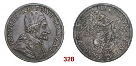 § Roma Innocenzo XI (Benedetto Odescalchi), 1676-1689. Piastra anno I, AR 31,90 g. INNOCEN XI PONT MAX AN I Busto a d. con camauro e stola ornata da i...