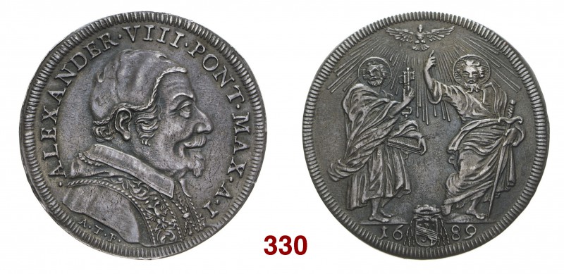 Roma Alessandro VIII (Pietro Ottoboni), 1689-1691. Testone anno I/1689, AR 9,08 ...