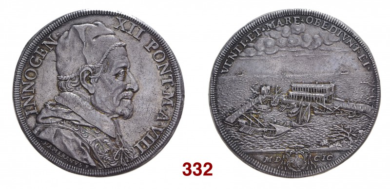 § Roma Innocenzo XII (Antonio Pignatelli), 1691-1700. Piastra anno VIII/1699, AR...