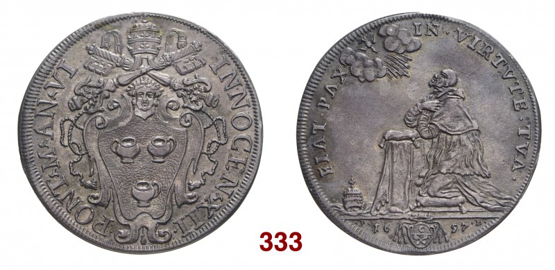 § Roma Innocenzo XII (Antonio Pignatelli), 1691-1700. Mezza piastra anno VI, AR ...