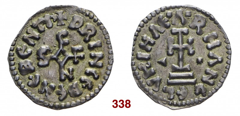 Salerno Siconolfo principe, 839-849. Denaro, AR 1,02 g. + PRINCE BENEBENTI Sicon...