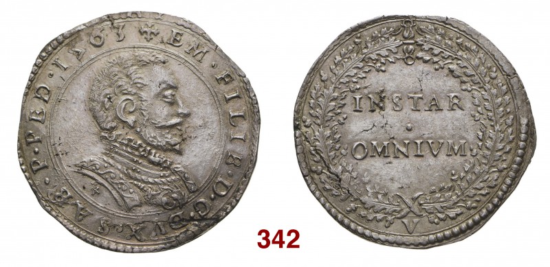 Savoia Emanuele Filiberto, 1553-1580. Lira 1563, Vercelli, AR 12,50 g. EM FILIB ...