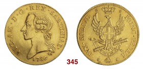 Savoia Vittorio Amedeo III, 1773-1796. Carlino da 5 Doppie 1786, Torino. AV 45,54g. MIR 979. Simonetti 1/1 Molto rara. Lievissimo colpetto, migliore d...