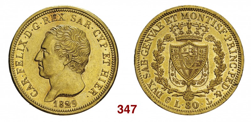 Savoia Carlo Felice, 1821-1831. Da 80 lire 1829 Genova. Pagani 33. MIR 1032l. q....
