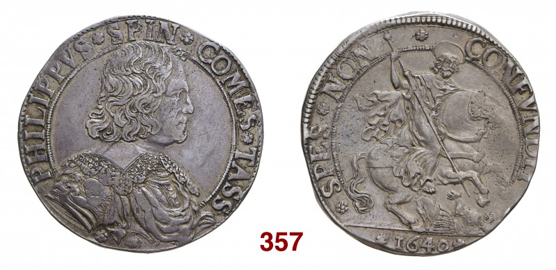 Tassarolo Filippo Spinola, 1616-1688. Scudo 1640, AR 31,20 g. PHILIPPVS SPIN COM...