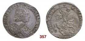 Tassarolo Filippo Spinola, 1616-1688. Scudo 1640, AR 31,20 g. PHILIPPVS SPIN COMES TASS Busto drappeggiato e corazzato a d. con mascherone sullo spall...