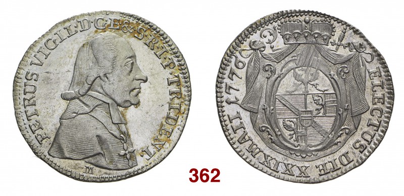 Trento Pietro Vigilio di Thun principe vescovo, 1776-1796. Donario 1776, AR 2,19...