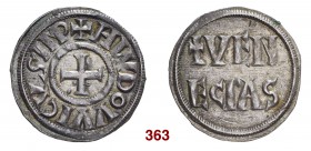 § Venezia Ludovico il Pio, 814-840. Denaro, AR 1,66 g. H LVDOVVICVS IMP Croce patente. Rv. VEN / ECIAS. Paolucci 2. MEC 1, 789. q.Spl