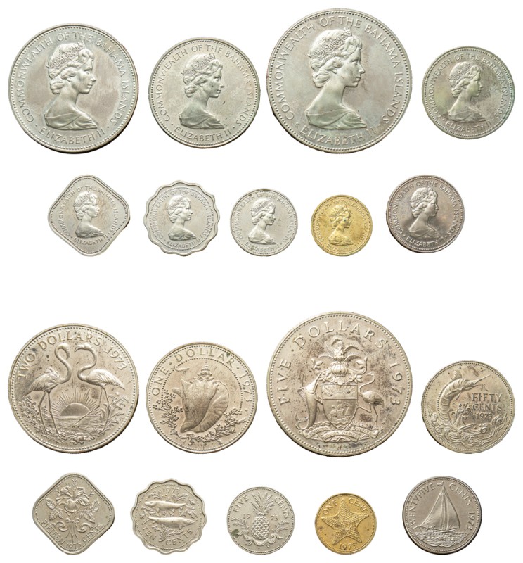 Bahamas, Elizabeth II, 1952-2022. Official Proof set of 1-5-10-15–25-50 (AR) Cen...