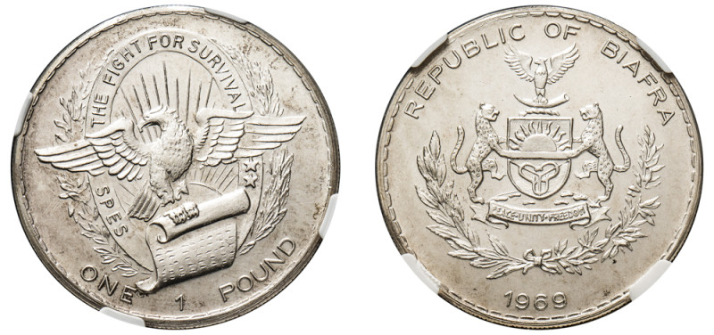 Biafra, Republic, 1967-1970. Pound, 1969, coin alignment (KM6).

One year type.
...