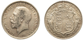 Great Britain, George V, 1910-1936. 1/2 Crown, 1916, London mint, 14.10g (KM818.1; S-4011).

About extremely fine, reverse better with much remaining ...