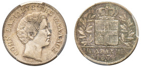 Greece, King Otto, 1832-1862. 1/2 Drachma, 1834 A, First Type, Paris mint (KM19; Divo 14b).

Graded MS62 PCGS.
