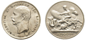 Greece, King George I, 1863-1913. Drachma, 1911, Second Type, Paris mint, 5.00g (KM60; Divo 54b; IV24). 

About uncirculated.