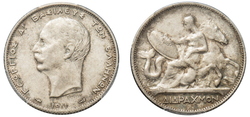 Greece, King George I, 1863-1913. 2 Drachmai, 1911, Second Type, Paris mint (KM6...