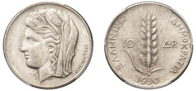 Greece, First Republic, 1924-1935. 10 Drachmai, 1930, London mint (KM72; Divo 105).

Graded AU55 PCGS.