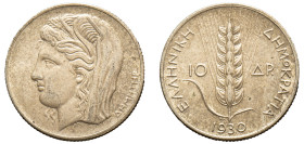 Greece, First Republic, 1924-1935. 10 Drachmai, 1930, London mint, 7.00g (KM72; Divo 105).

About uncirculated with desirable tone.