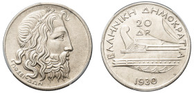 Greece, First Republic, 1924-1935. 20 Drachmai, 1930, London mint (KM73; Divo 104).

Graded MS63 PCGS.