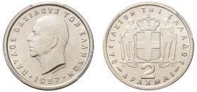 Greece, King Paul, 1947-1964. 2 Drachmai, 1957, Paris mint (KM82; Divo 118b).

Graded AU58 PCGS.