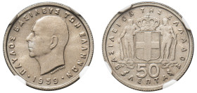 Greece, King Paul, 1947-1964. 50 Lepta, 1959, Bern mint (KM80; Divo 120c).

Graded MS64 NGC.