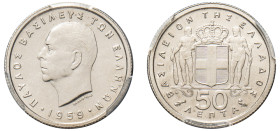 Greece, King Paul, 1947-1964. 50 Lepta, 1959, Bern mint (KM80; Divo 120c).

Graded MS62 PCGS.