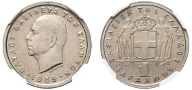 Greece, King Paul, 1947-1964. Drachma, 1959, Paris mint (KM81; Divo 119c).

Graded MS65 NGC.