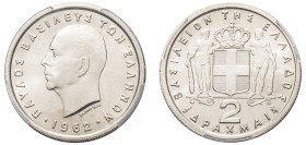 Greece, King Paul, 1947-1964. 2 Drachmai, 1962, Paris mint (KM82; Divo 118d).

Graded MS65 PCGS.
