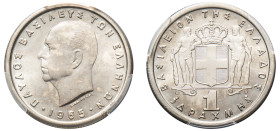 Greece, King Paul, 1947-1964. Drachma, 1965, Vienna mint (KM81).

Graded MS67 PCGS.