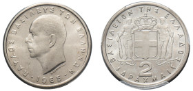 Greece, King Paul, 1947-1964. 2 Drachmai, 1965, Vienna mint (KM82).

Graded MS67 PCGS.
