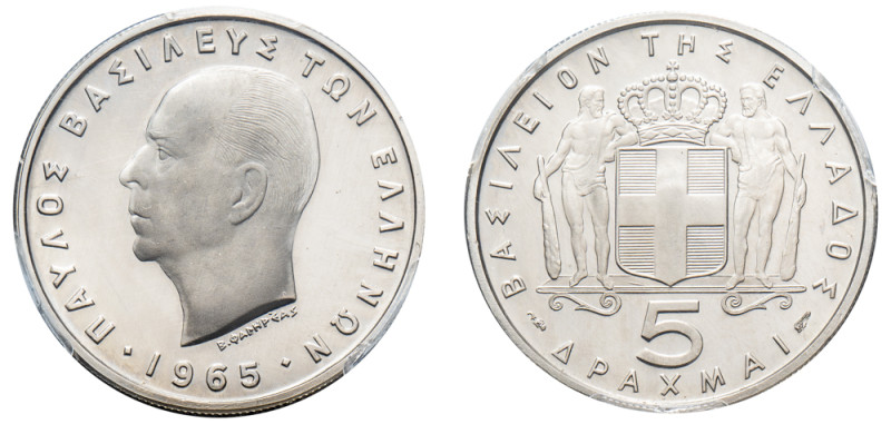Greece, King Paul, 1947-1964. Proof 5 Drachmai, 1965, Vienna mint (KM83).

Grade...