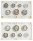 Greece, King Paul, 1947-1964. Official Proof set, 10 and 50 Lepta, 1-2-5-10 and 20 (AR) Drachmai, 1965, Vienna mint (KM-PS1).

In original plastic c...