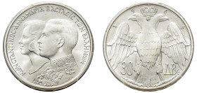 Greece, King Constantine II, 1964-1973. 30 Drachmai, 1964, Royal Marriage, Bern mint (KM87; Divo 124).

Graded MS66 PCGS.