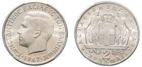 Greece, King Constantine II, 1964-1973. 2 Drachmai, 1967, First Type, Kremnitz mint (KM90).

Graded MS66 PCGS.