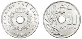 Greece, King Constantine II, 1964-1973. 20 Lepta, 1969, First Type, Kremnitz mint (KM79).

Graded MS68 PCGS.
Top Pop, 10 examples in MS68.